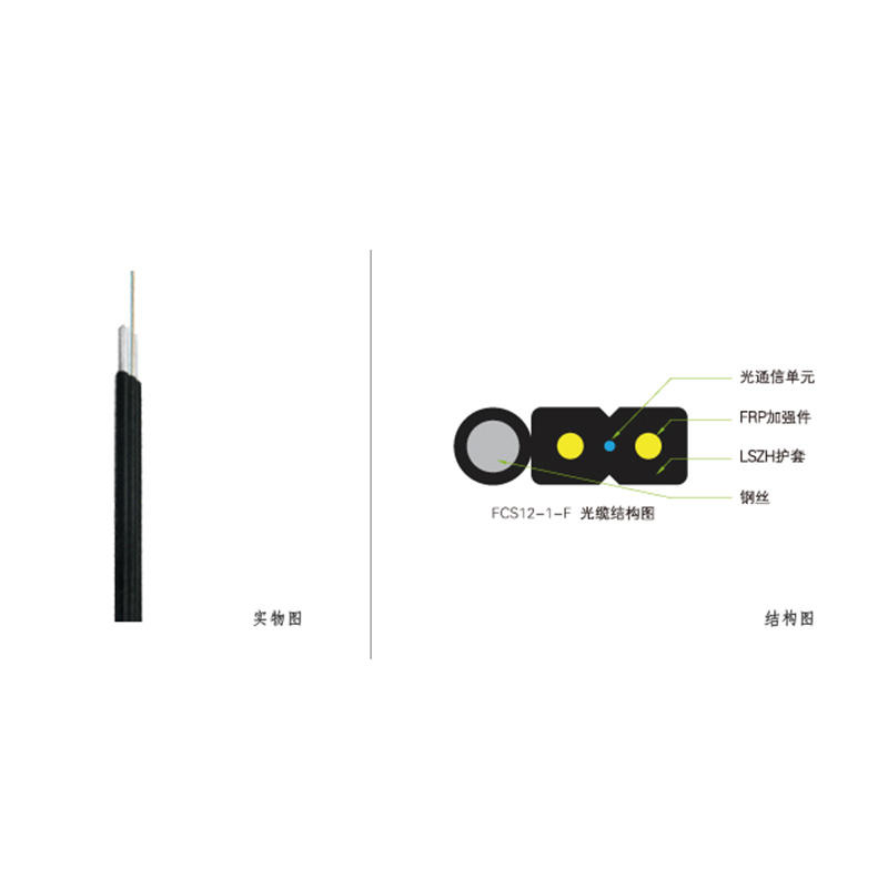 自承式单模单芯蝶形光缆FRP FCS12-1-F-LSZH