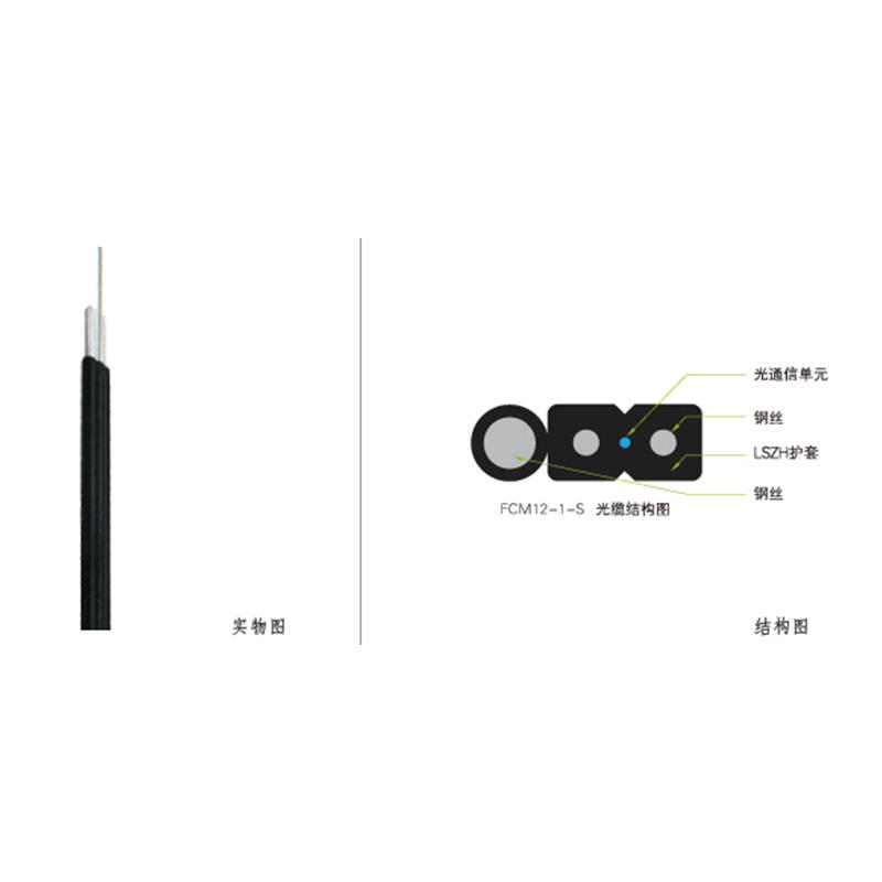 自承式多模单芯蝶形光缆钢丝 FCM12-1-S-LSZH